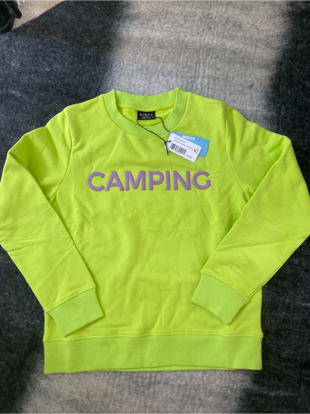 Birdz Neon Green 'Camping' Crewneck Sweatshirt - Men's XS